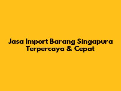 Jasa Import Barang Singapura Terpercaya & Cepat