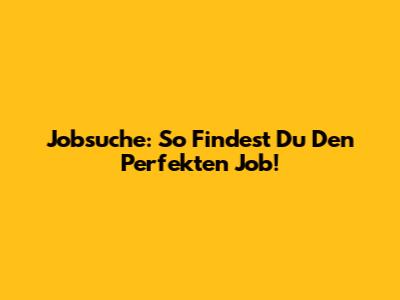 Jobsuche: So Findest Du Den Perfekten Job!
