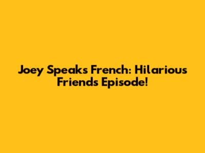 Joey Speaks French: Hilarious 'Friends' Episode!