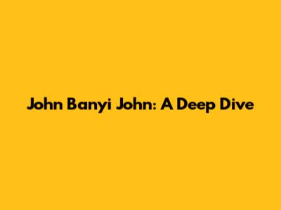 John Banyi John: A Deep Dive