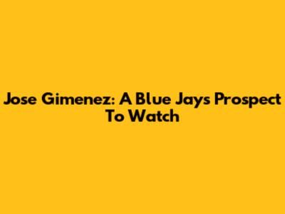 Jose Gimenez: A Blue Jays Prospect To Watch