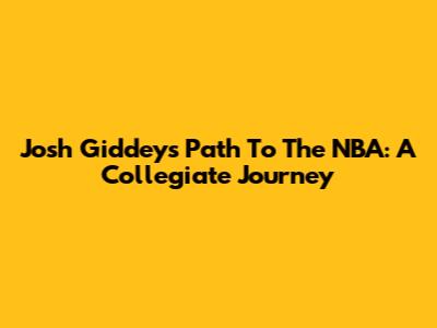 Josh Giddey's Path To The NBA: A Collegiate Journey