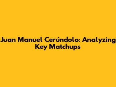 Juan Manuel Cerúndolo: Analyzing Key Matchups