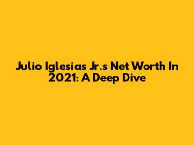 Julio Iglesias Jr.'s Net Worth In 2021: A Deep Dive