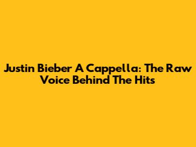 Justin Bieber A Cappella: The Raw Voice Behind The Hits