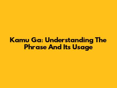 Kamu Ga: Understanding The Phrase And Its Usage