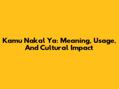 Kamu Nakal Ya: Meaning, Usage, And Cultural Impact