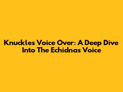 Knuckles Voice Over: A Deep Dive Into The Echidna's Voice