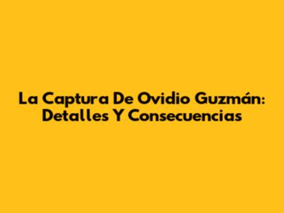 La Captura De Ovidio Guzmán: Detalles Y Consecuencias
