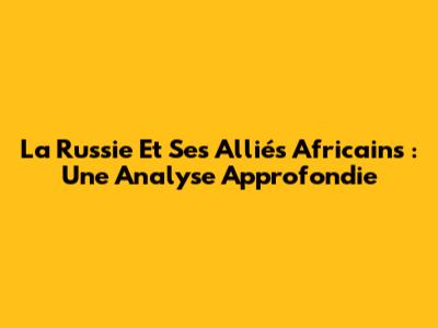 La Russie Et Ses Alliés Africains : Une Analyse Approfondie