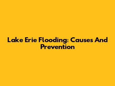 Lake Erie Flooding: Causes And Prevention