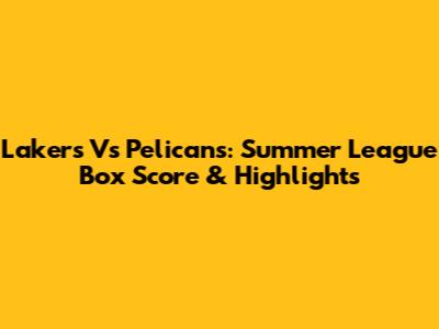 Lakers Vs Pelicans: Summer League Box Score & Highlights