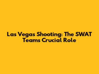 Las Vegas Shooting: The SWAT Team's Crucial Role