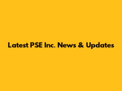 Latest PSE Inc. News & Updates