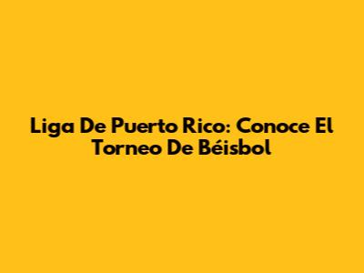 Liga De Puerto Rico: Conoce El Torneo De Béisbol