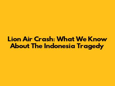 Lion Air Crash: What We Know About The Indonesia Tragedy