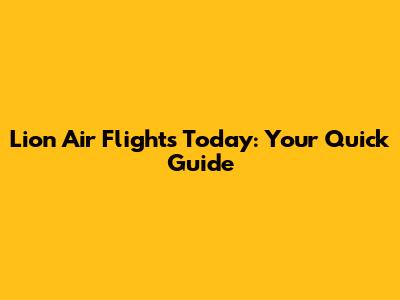 Lion Air Flights Today: Your Quick Guide