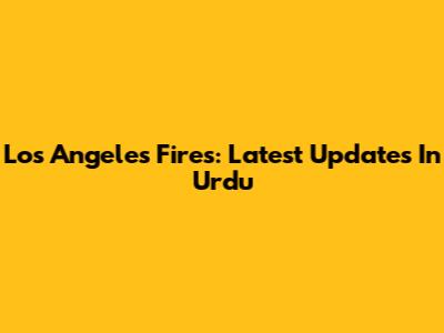 Los Angeles Fires: Latest Updates In Urdu