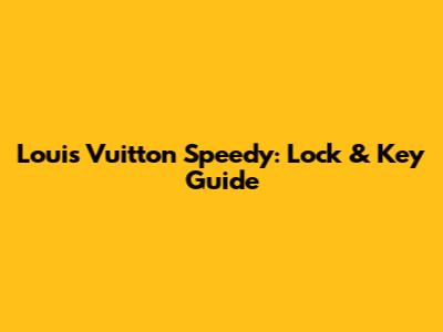 Louis Vuitton Speedy: Lock & Key Guide