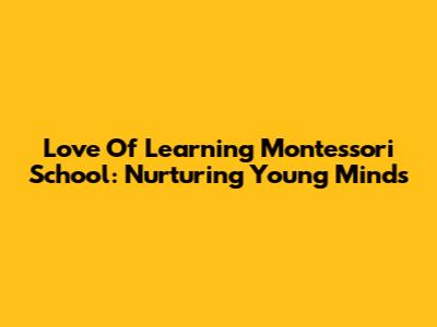 Love Of Learning Montessori School: Nurturing Young Minds