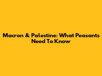 Macron & Palestine: What Peasants Need To Know