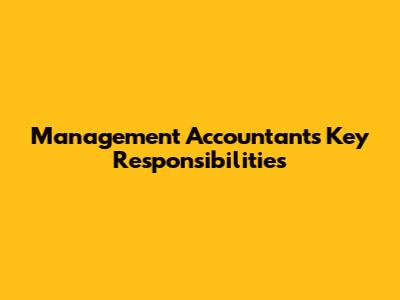 Management Accountant's Key Responsibilities