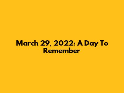 March 29, 2022: A Day To Remember