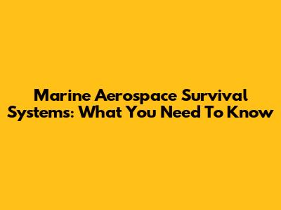 Marine Aerospace Survival Systems: What You Need To Know