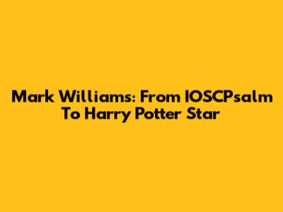 Mark Williams: From IOSCPsalm To Harry Potter Star