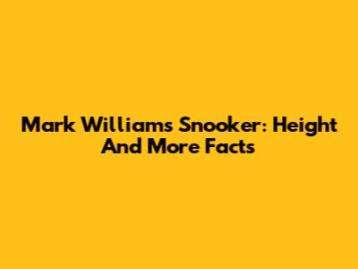 Mark Williams Snooker: Height And More Facts