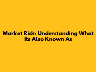 Market Risk: Understanding What It's Also Known As