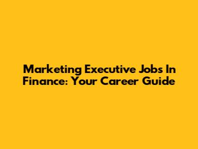 Marketing Executive Jobs In Finance: Your Career Guide