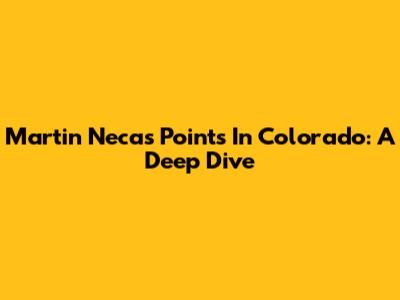 Martin Necas Points In Colorado: A Deep Dive