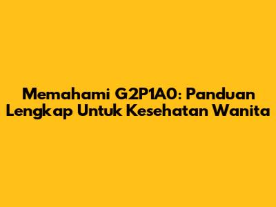 Memahami G2P1A0: Panduan Lengkap Untuk Kesehatan Wanita