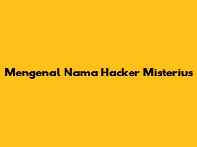 Mengenal Nama Hacker Misterius