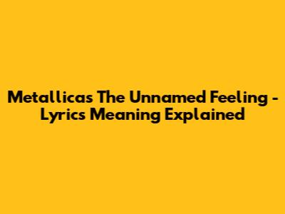 Metallica's "The Unnamed Feeling" - Lyrics Meaning Explained