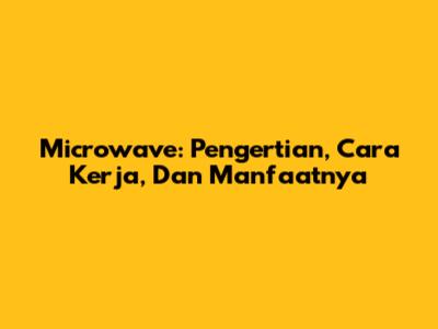 Microwave: Pengertian, Cara Kerja, Dan Manfaatnya