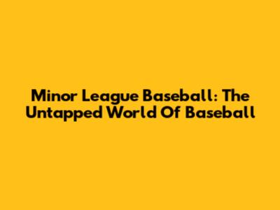 Minor League Baseball: The Untapped World Of Baseball
