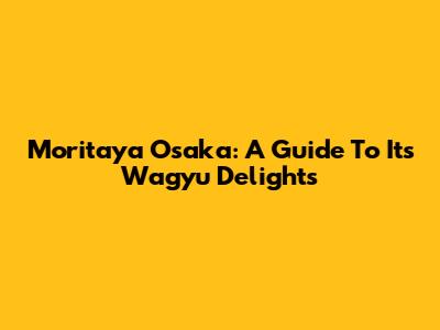 Moritaya Osaka: A Guide To Its Wagyu Delights