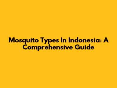 Mosquito Types In Indonesia: A Comprehensive Guide