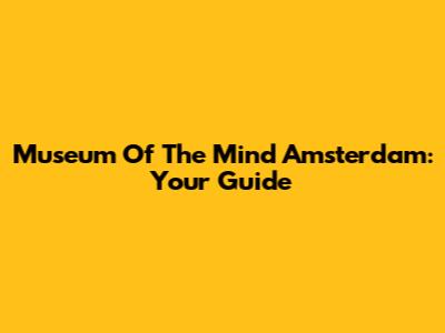 Museum Of The Mind Amsterdam: Your Guide