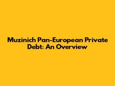 Muzinich Pan-European Private Debt: An Overview