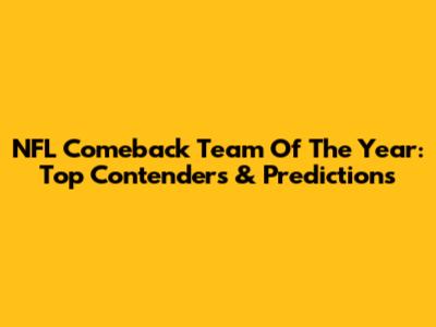 NFL Comeback Team Of The Year: Top Contenders & Predictions