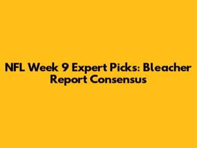 NFL Week 9 Expert Picks: Bleacher Report Consensus