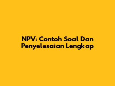 NPV: Contoh Soal Dan Penyelesaian Lengkap