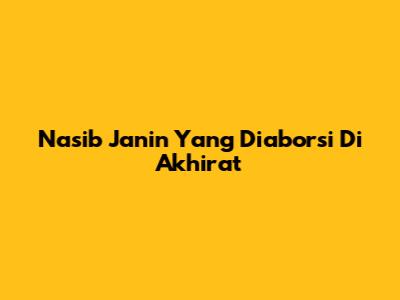 Nasib Janin Yang Diaborsi Di Akhirat