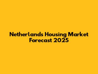 Netherlands Housing Market Forecast 2025