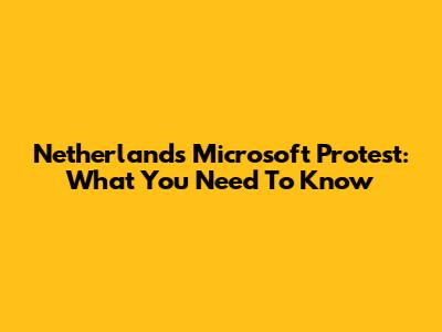 Netherlands Microsoft Protest: What You Need To Know