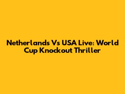 Netherlands Vs USA Live: World Cup Knockout Thriller