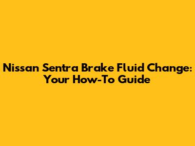 Nissan Sentra Brake Fluid Change: Your How-To Guide
